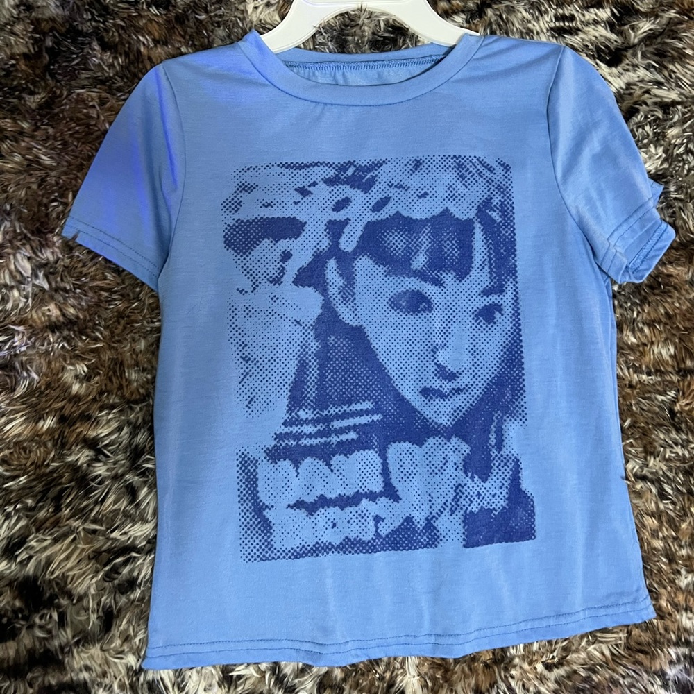 Cool blue screen printed tee